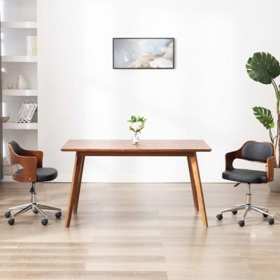 Emaga vidaxl obrotowe krzesło biurowe, czarne, gięte drewno i sztuczna skóra