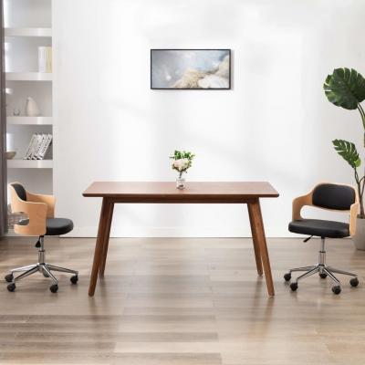 Emaga vidaxl obrotowe krzesło biurowe, czarne, gięte drewno i sztuczna skóra