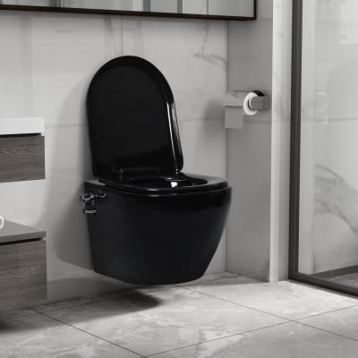 Emaga vidaxl wisząca toaleta bez kołnierza, funkcja bidetu, ceramika, czarna