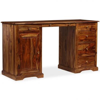 Emaga vidaxl biurko z szafką i szufladami, drewno sheesham, 140x50x76 cm