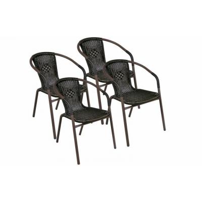 Emaga zestaw czterech składanych krzeseł ogrodowych z polirattanu