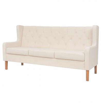 Emaga vidaxl sofa 3-osobowa, materiałowa, kremowa