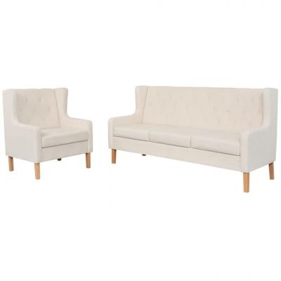 Emaga vidaxl zestaw wypoczynkowy sofa i fotel, kremowe
