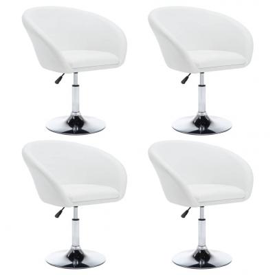 Emaga vidaxl obrotowe krzesła stołowe, 4 szt., białe, sztuczna skóra