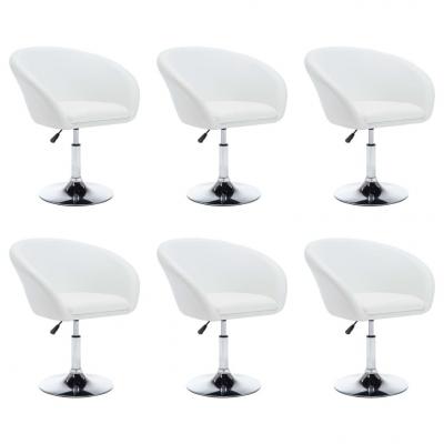 Emaga vidaxl obrotowe krzesła stołowe, 6 szt., białe, sztuczna skóra