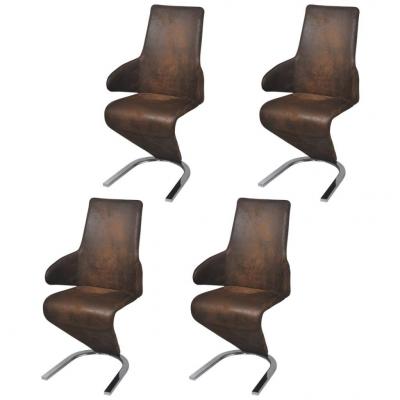 Emaga vidaxl krzesła stołowe, 4 szt., brązowe, tkanina