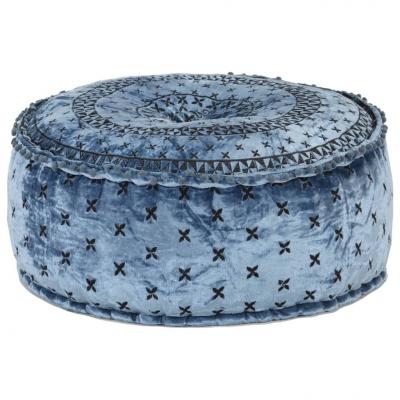 Emaga vidaxl puf, okrągły, aksamit z haftem, 60x25 cm, niebieski