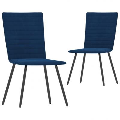 Emaga vidaxl krzesła stołowe, 2 szt., niebieskie, aksamitne