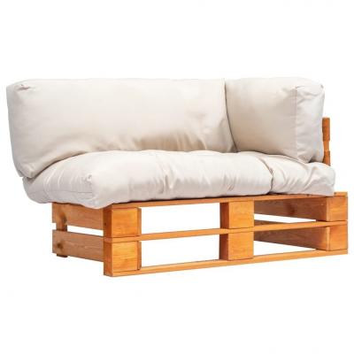 Emaga vidaxl sofa ogrodowa z palet z piaskowymi poduszkami, sosna
