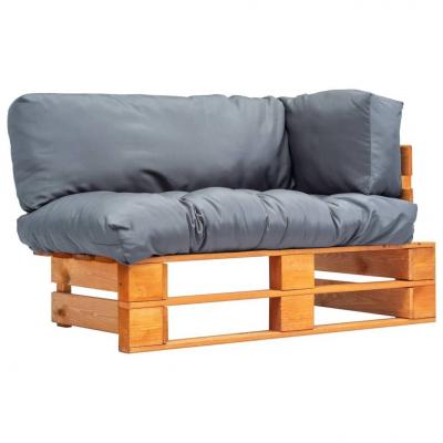 Emaga vidaxl sofa ogrodowa z palet z szarymi poduszkami, sosna