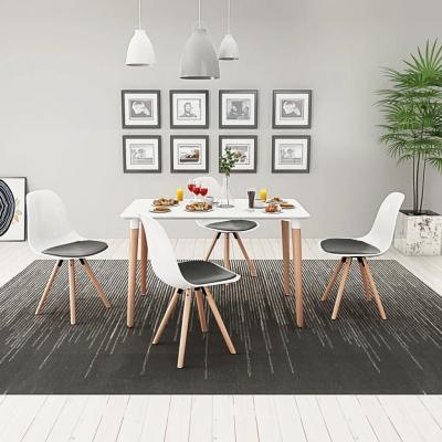 Emaga vidaxl zestaw mebli do jadalni 5 elementów biały stół i krzesła z czarnymi siedziskami