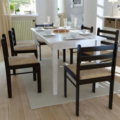 Emaga vidaxl krzesła stołowe, 6 szt., brązowe, lite drewno i aksamit