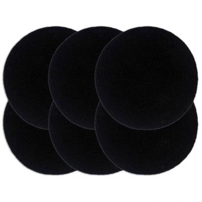 Emaga vidaxl maty na stół, 6 szt., gładkie, czarne, 38 cm, okrągłe, bawełna