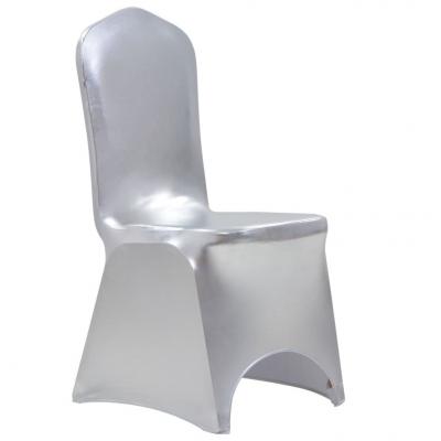 Emaga vidaxl elastyczne pokrowce na krzesła, 6 szt., srebrne