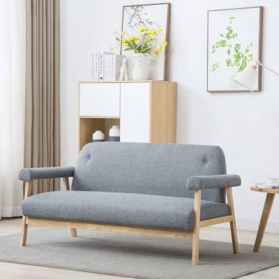 Emaga vidaxl sofa dla 3 osób, tapicerowana tkaniną, jasnoszara