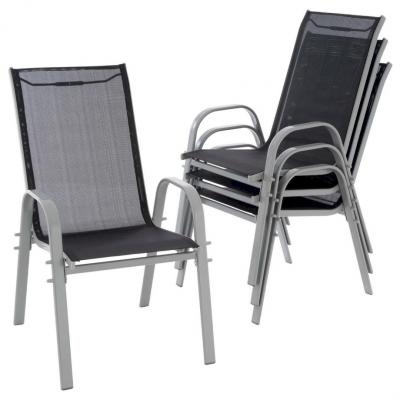 Emaga zestaw 4 krzeseł ogrodowych w kolorze czaroszarym