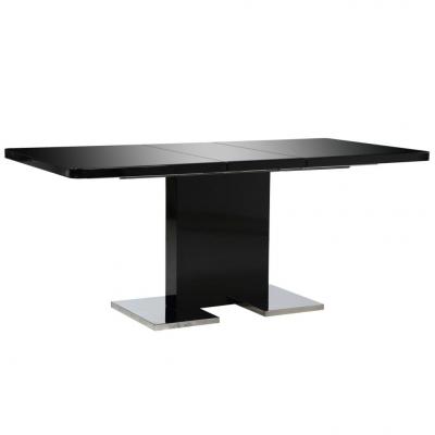 Emaga vidaxl rozkładany stół jadalniany, wysoki połysk, czarny, 180x90x76 cm