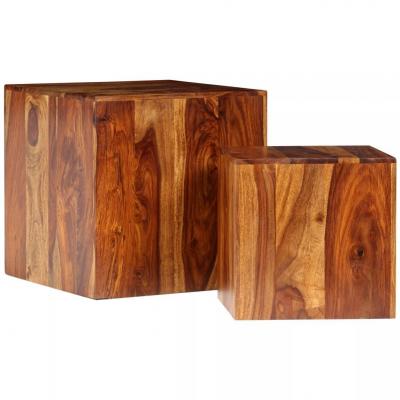 Emaga vidaxl zestaw dwóch stolików kawowych z drewna sheesham, 40x40x40 cm
