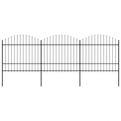 Emaga vidaxl panele ogrodzeniowe z grotami, stal, (1,5-1,75) x 5,1 m, czarne