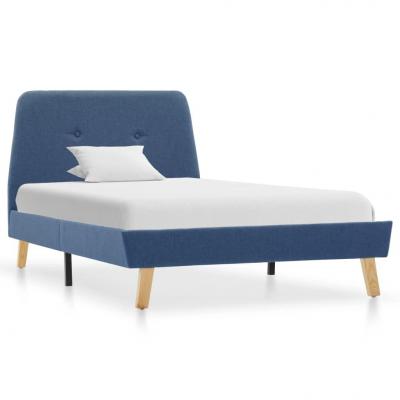 Emaga vidaxl rama łóżka, niebieska, tapicerowana tkaniną, 90 x 200 cm