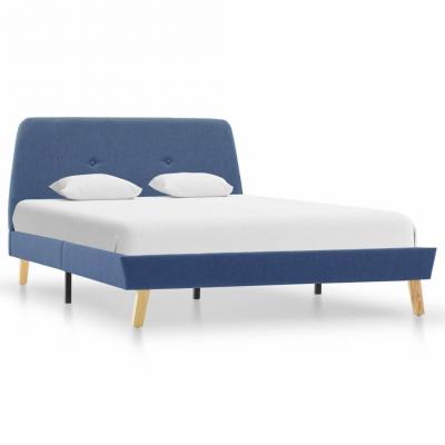 Emaga vidaxl rama łóżka, niebieska, tapicerowana tkaniną, 120 x 200 cm