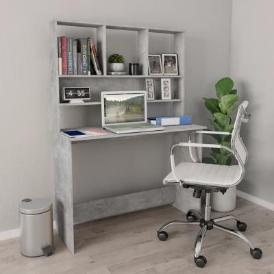 Emaga vidaxl biurko z półkami, betonowa szarość, 110x45x157 cm