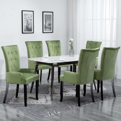 Emaga vidaxl krzesła stołowe z podłokietnikami 6 szt., jasnozielone, aksamit