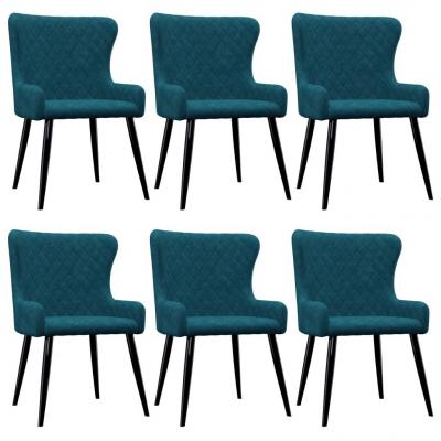 Emaga vidaxl krzesła jadalniane, 6 szt., niebieskie, aksamitne