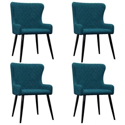 Emaga vidaxl krzesła jadalniane, 4 szt., niebieskie, aksamitne