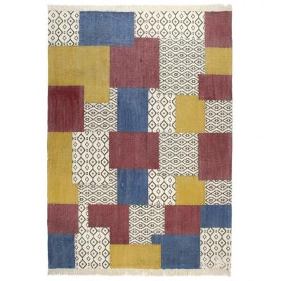 Emaga vidaxl ręcznie tkany kilim, bawełna, 200x290 cm, z nadrukiem, kolorowy