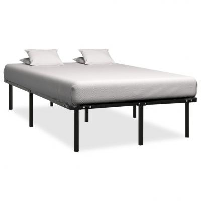 Emaga vidaxl rama łóżka, czarna, metalowa, 140 x 200 cm