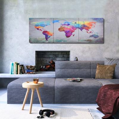 Emaga vidaxl zestaw obrazów przedstawiający mapę świata, kolorowy, 120x40 cm