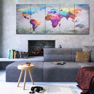 Emaga vidaxl zestaw obrazów przedstawiający mapę świata, kolorowy, 200x80 cm