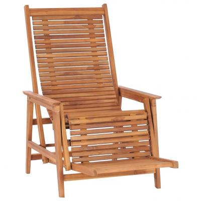 Emaga vidaxl ogrodowe krzesło wypoczynkowe z podnóżkiem, lite drewno tekowe