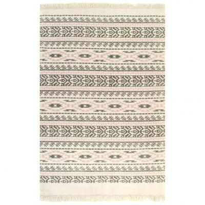 Emaga vidaxl dywan typu kilim, bawełna, 120 x 180 cm, szaro-różowy ze wzorem