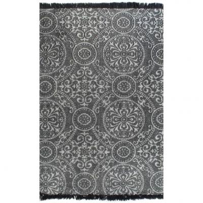 Emaga vidaxl dywan typu kilim, bawełna, 120 x 180 cm, szary ze wzorem