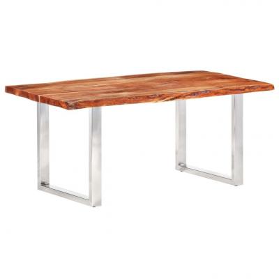 Emaga vidaxl stół z litego drewna akacji, naturalna krawędź, 220 cm, 6 cm