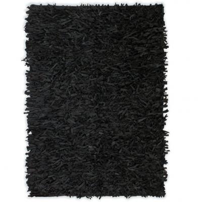 Emaga vidaxl dywan shaggy, prawdziwa skóra, 80x160 cm, czarny