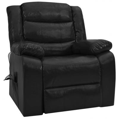 Emaga vidaxl fotel masujący, rozkładany, czarny, sztuczna skóra