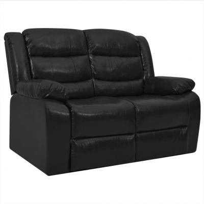 Emaga vidaxl 2-osobowa sofa rozkładana, czarna, sztuczna skóra