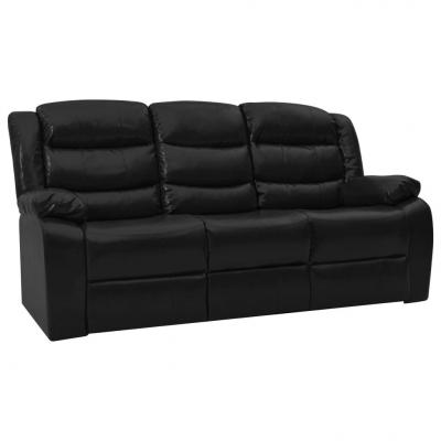 Emaga vidaxl 3-osobowa sofa rozkładana, czarna, sztuczna skóra