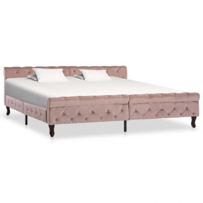 Emaga vidaxl rama łóżka, różowa, tapicerowana aksamitem, 200 x 200 cm