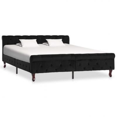 Emaga vidaxl rama łóżka, czarna, tapicerowana aksamitem, 160 x 200 cm
