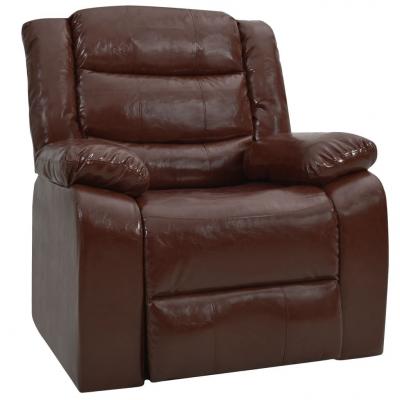 Emaga vidaxl fotel rozkładany, brązowy, sztuczna skóra