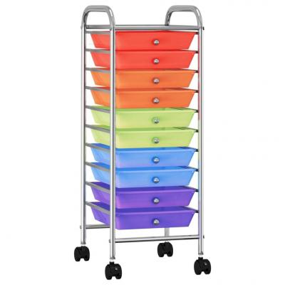 Emaga vidaxl wózek z 10 szufladami, kolorowy, plastikowy