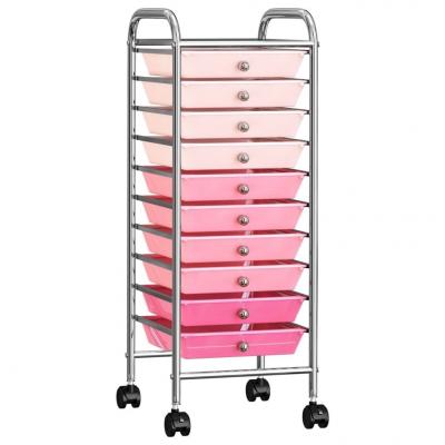 Emaga vidaxl wózek z 10 szufladami, róż ombre, plastikowy