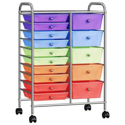 Emaga vidaxl wózek xxl z 15 szufladami, kolorowy, plastikowy