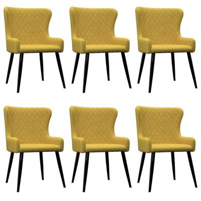 Emaga vidaxl krzesła jadalniane, 6 szt., żółte, aksamitne