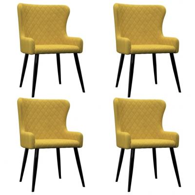 Emaga vidaxl krzesła jadalniane, 4 szt., żółte, aksamitne