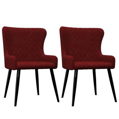 Emaga vidaxl krzesła do jadalni, 2 szt., czerwone, aksamit